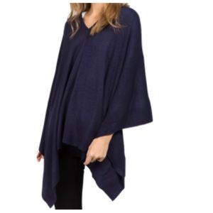 Navy Soft and Cozy Poncho Cashmere-like